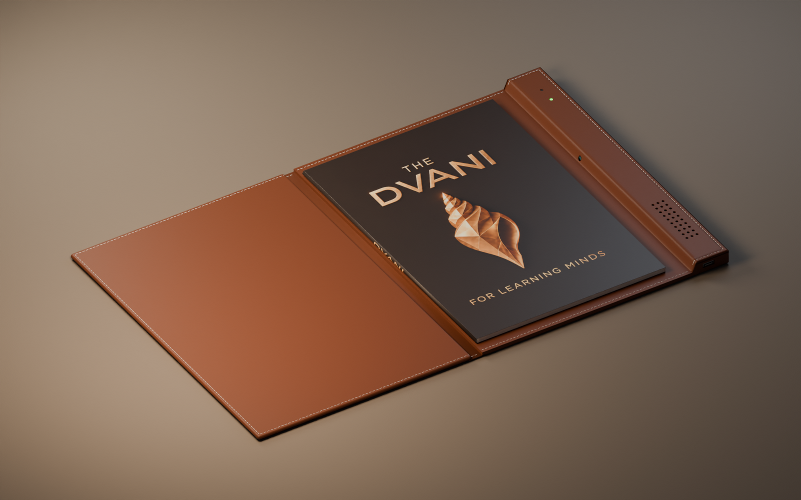 The Saarathi folio, open, with a printed booklet inside